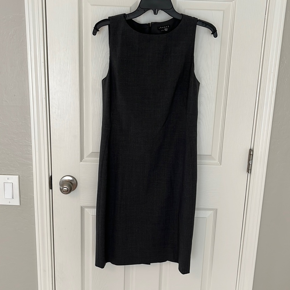 Theory Betty 2B dress in charcoal grey.